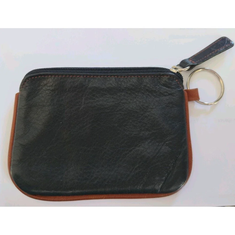 Osgoode Marley Two Tone Leather Coin Pouch Key Chain Wallet Pouch